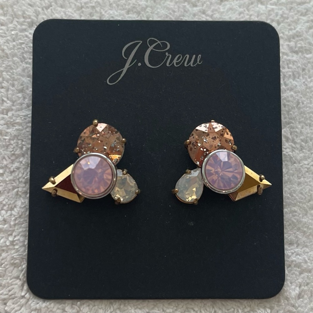 J Crew earrings. Pink/bronze. Posts